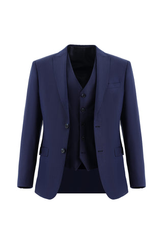  Orta Lacivert 7 Drop Super Slim Fit Eksra Dar Kesim Yelekli Takım Elbise