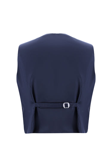Orta Lacivert Super Slim Fit Ekstra Dar Kesim Klasik Yelekli Takım Elbise