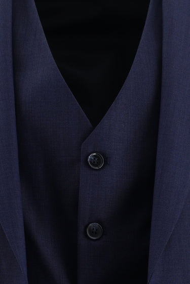 Orta Lacivert Super Slim Fit Ekstra Dar Kesim Klasik Yelekli Takım Elbise