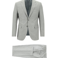 Orta Gri Slim Fit Dar Kesim Beli Lastikli İpli Desenli Takım Elbise