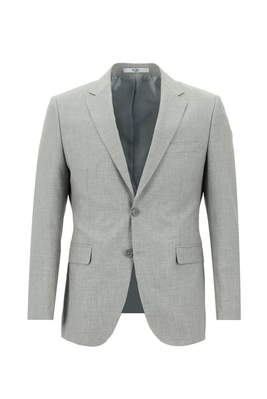 Orta Gri Slim Fit Dar Kesim Beli Lastikli İpli Desenli Takım Elbise