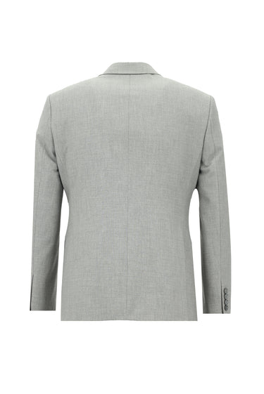 Orta Gri Slim Fit Dar Kesim Beli Lastikli İpli Desenli Takım Elbise