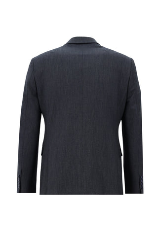  Koyu Lacivert Slim Fit Dar Kesim Beli Lastikli İpli Desenli Takım Elbise