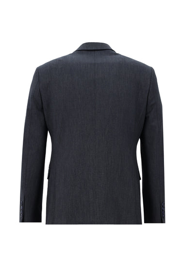 Koyu Lacivert Slim Fit Dar Kesim Beli Lastikli İpli Desenli Takım Elbise