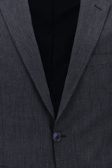Koyu Lacivert Slim Fit Dar Kesim Beli Lastikli İpli Desenli Takım Elbise