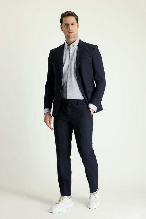 Koyu Lacivert 7 Drop Super Slim Fit Eksra Dar Kesim Takım Elbise