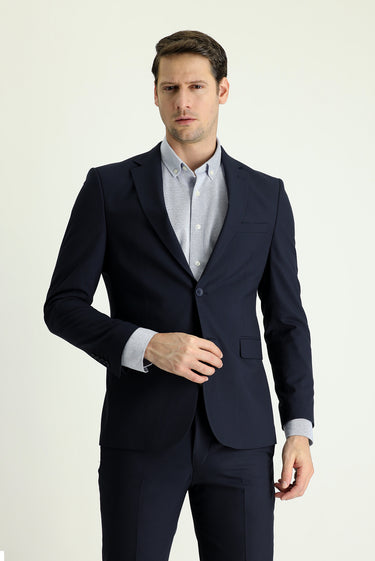 Koyu Lacivert Super Slim Fit Ekstra Dar Kesim Klasik Takım Elbise