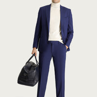 Orta Lacivert Slim Fit Dar Kesim Klasik Takım Elbise