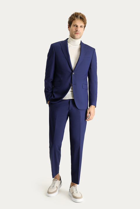 Orta Lacivert 7 Drop Slim Fit Dar Kesim Takım Elbise