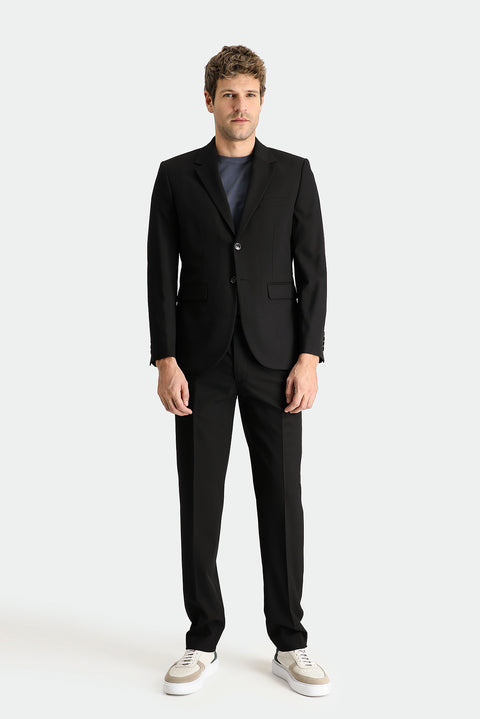 Siyah 7 Drop Slim Fit Dar Kesim Süper Esnek Takım Elbise