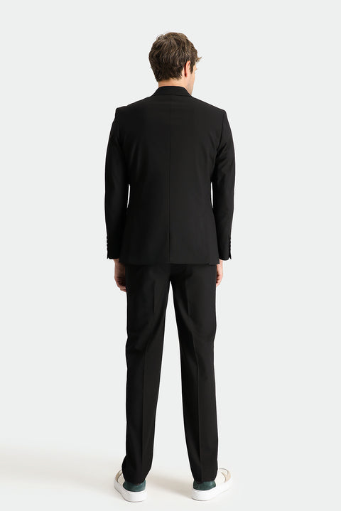 Siyah 7 Drop Slim Fit Dar Kesim Süper Esnek Takım Elbise