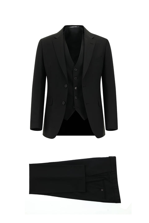 Black 7 Drop Slim Fit Suit with Vest