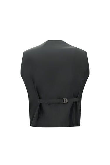 Siyah Slim Fit Dar Kesim Klasik Yelekli Takım Elbise