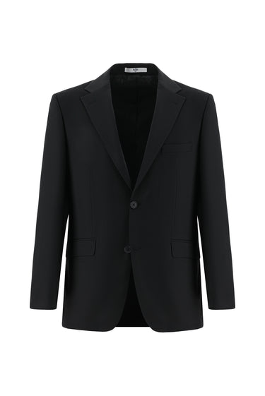Siyah Relaxed Fit Rahat Kesim Beli Lastikli İpli Takım Elbise