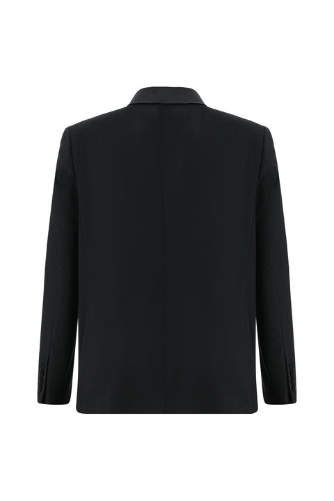Black 4-Drop Relaxed Fit Suit with Elastic Waistband and Drawstring