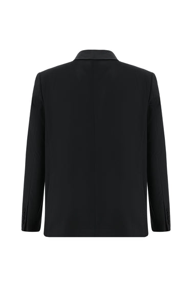 Siyah Relaxed Fit Rahat Kesim Beli Lastikli İpli Takım Elbise