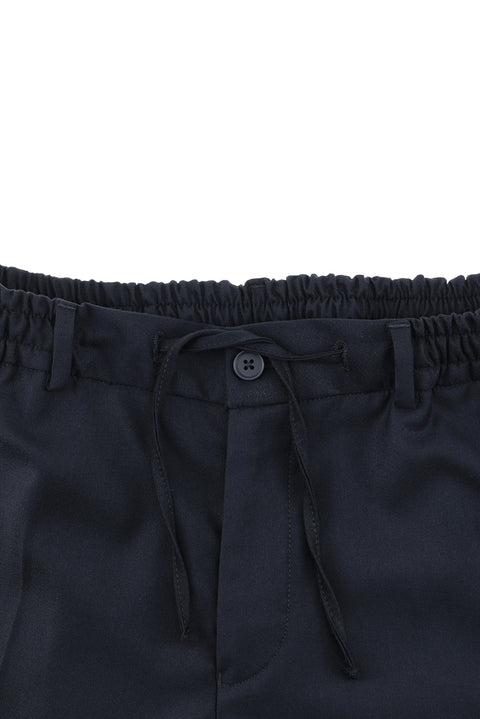 Koyu Lacivert 7 Drop Slim Fit Dar Kesim Beli Lastikli İpli Takım Elbise