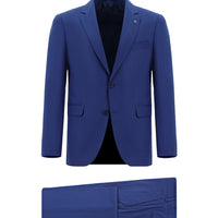 Saks Mavi Slim Fit Dar Kesim Klasik Takım Elbise