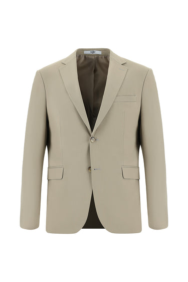 Orta Bej Slim Fit Dar Kesim Klasik Takım Elbise