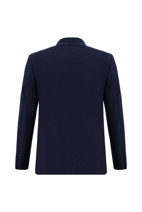Koyu Lacivert 7 Drop Super Slim Fit Eksra Dar Kesim Desenli Takım Elbise