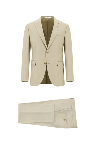  Orta Bej 7 Drop Slim Fit Dar Kesim Takım Elbise