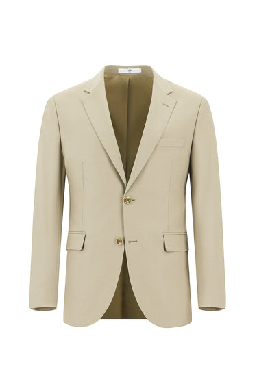 Orta Bej Slim Fit Dar Kesim Klasik Takım Elbise