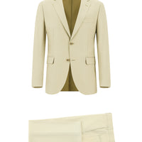 Krem Slim Fit Dar Kesim Klasik Takım Elbise