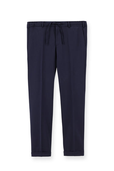  Koyu Lacivert Slim Fit Dar Kesim Beli Lastikli İpli Takım Elbise