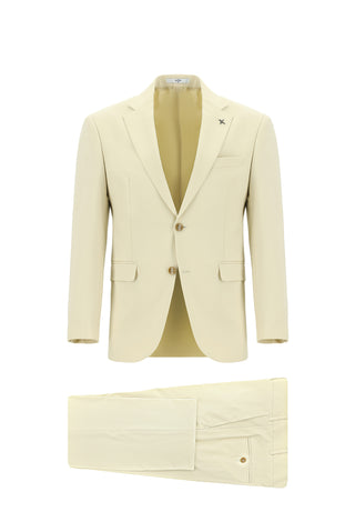  Krem Slim Fit Dar Kesim Klasik Takım Elbise