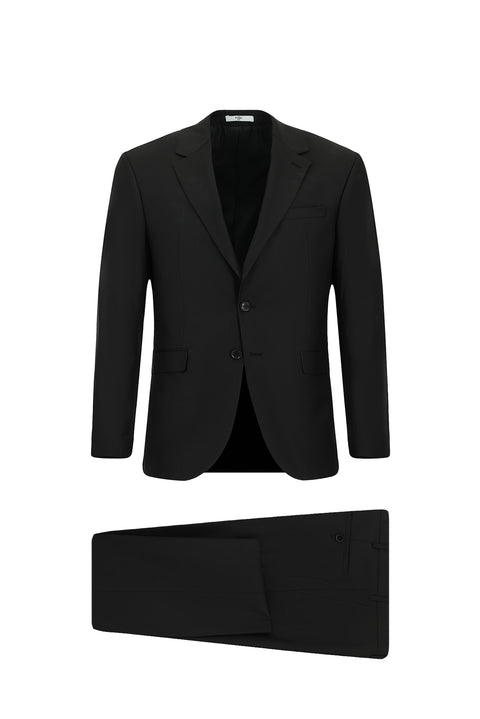 Siyah 8 Drop Long Slim Fit Uzun Dar Kesim Mono Yaka Takım Elbise