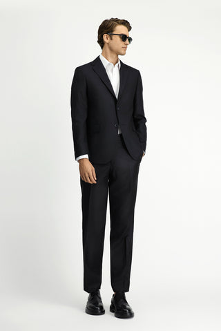  Siyah 8 Drop Long Slim Fit Uzun Dar Kesim Mono Yaka Takım Elbise