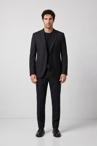  Siyah 7 Drop Slim Fit Dar Kesim Mono Yaka Takım Elbise