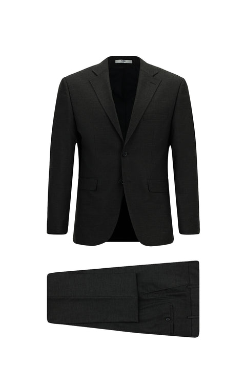 Koyu Füme 7 Drop Slim Fit Dar Kesim Mono Yaka Takım Elbise