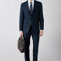 Koyu Lacivert 8 Drop Long Slim Fit Uzun Dar Kesim Mono Yaka Takım Elbise