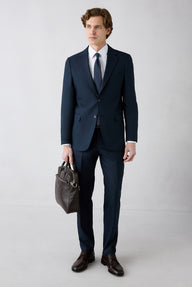  Koyu Lacivert 8 Drop Long Slim Fit Uzun Dar Kesim Mono Yaka Takım Elbise