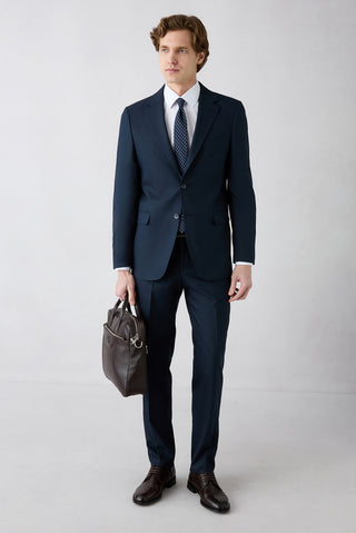  Koyu Lacivert 8 Drop Long Slim Fit Uzun Dar Kesim Mono Yaka Takım Elbise
