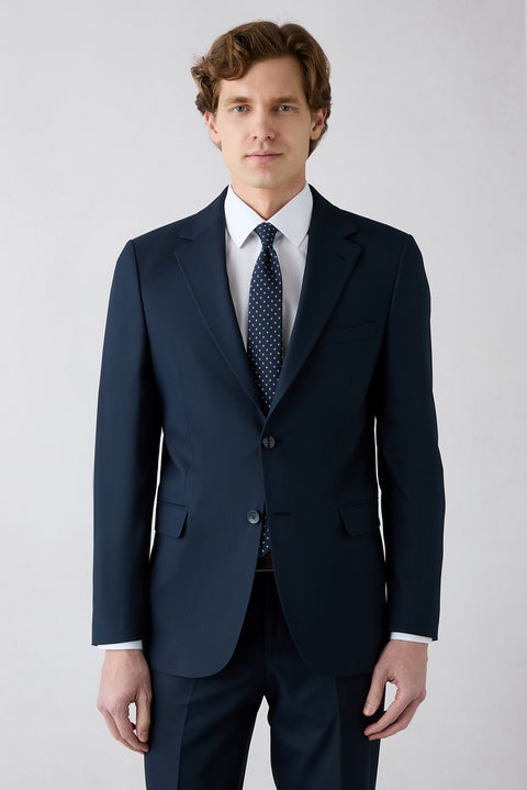 Koyu Lacivert 8 Drop Long Slim Fit Uzun Dar Kesim Mono Yaka Takım Elbise