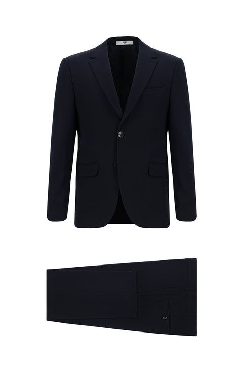 Koyu Lacivert 7 Drop Super Slim Fit Eksra Dar Kesim Mevsimlik Likralı Esnek Takım Elbise