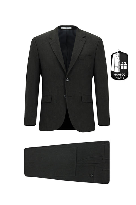 Koyu Antrasit 7 Drop Slim Fit Dar Kesim Mevsimlik Likralı Esnek Takım Elbise