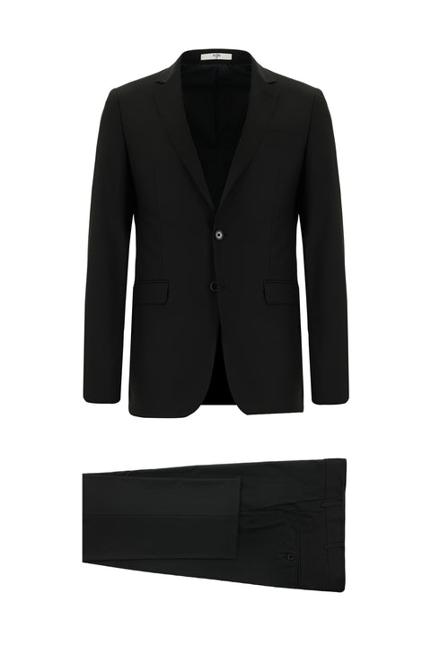 Siyah 7 Drop Slim Fit Dar Kesim Mevsimlik Likralı Esnek Takım Elbise