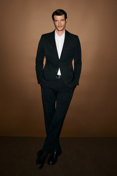 Siyah 7 Drop Slim Fit Dar Kesim Mevsimlik Likralı Esnek Takım Elbise