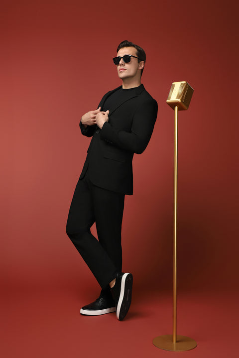 Siyah 7 Drop Super Slim Fit Eksra Dar Kesim Mevsimlik Likralı Esnek Takım Elbise