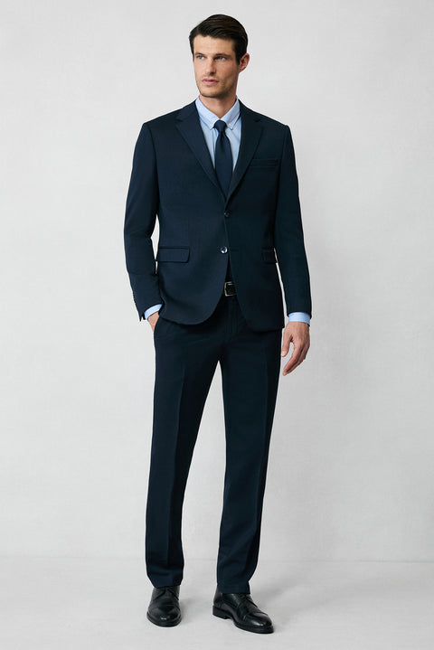 Koyu Lacivert 7 Drop Super Slim Fit Eksra Dar Kesim Mevsimlik Likralı Esnek Takım Elbise