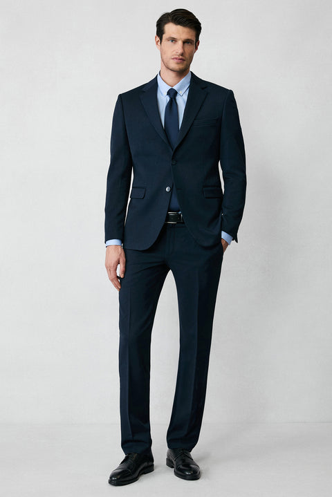 Koyu Lacivert 8 Drop Long Slim Fit Uzun Dar Kesim Mevsimlik Likralı Esnek Takım Elbise