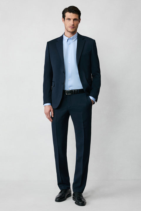 Koyu Lacivert 7 Drop Super Slim Fit Eksra Dar Kesim Mevsimlik Likralı Esnek Takım Elbise