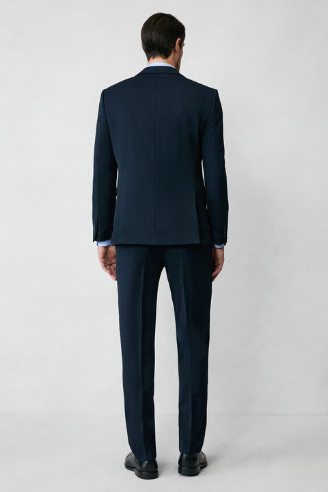 Koyu Lacivert 7 Drop Super Slim Fit Eksra Dar Kesim Mevsimlik Likralı Esnek Takım Elbise