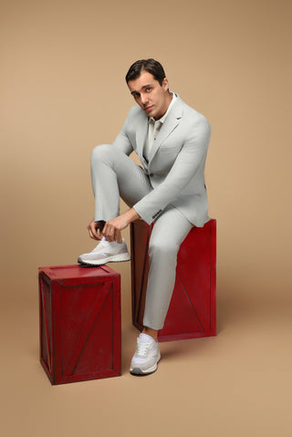  Açık Gri Slim Fit Dar Kesim Klasik Takım Elbise