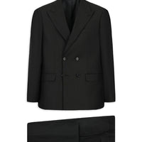 Siyah Regular Fit Kruvaze Takım Elbise