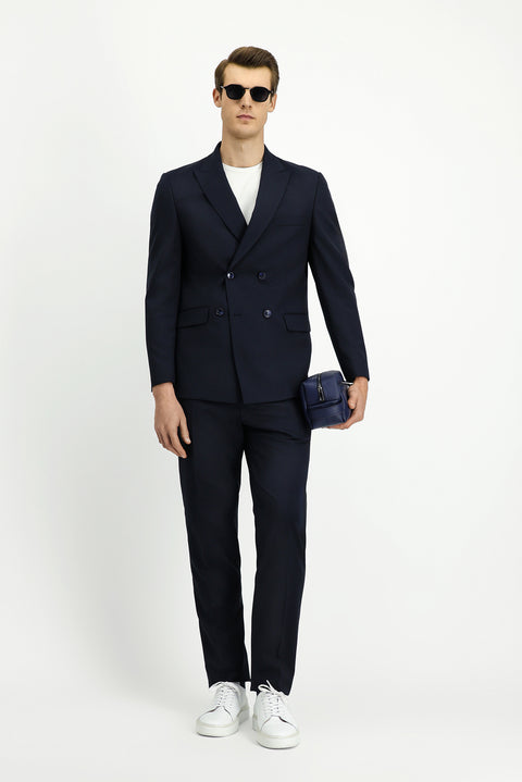 Koyu Lacivert 6 Drop Regular Fit Standart Kesim Kruvaze Takım Elbise