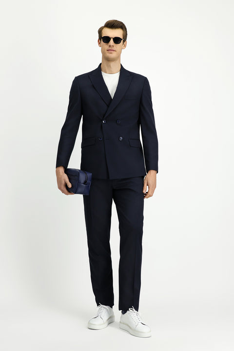 Koyu Lacivert 6 Drop Regular Fit Standart Kesim Kruvaze Takım Elbise